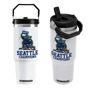 Funny Seattle Clobbers New England Flip Straw Tumbler Football Game Day TS12 One Size: 30 oz White Print Your Wear