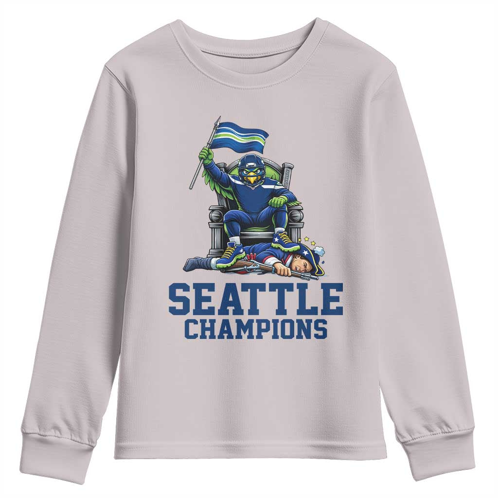 Funny Seattle Clobbers New England Youth Sweatshirt Football Game Day TS12 Ice Gray Print Your Wear