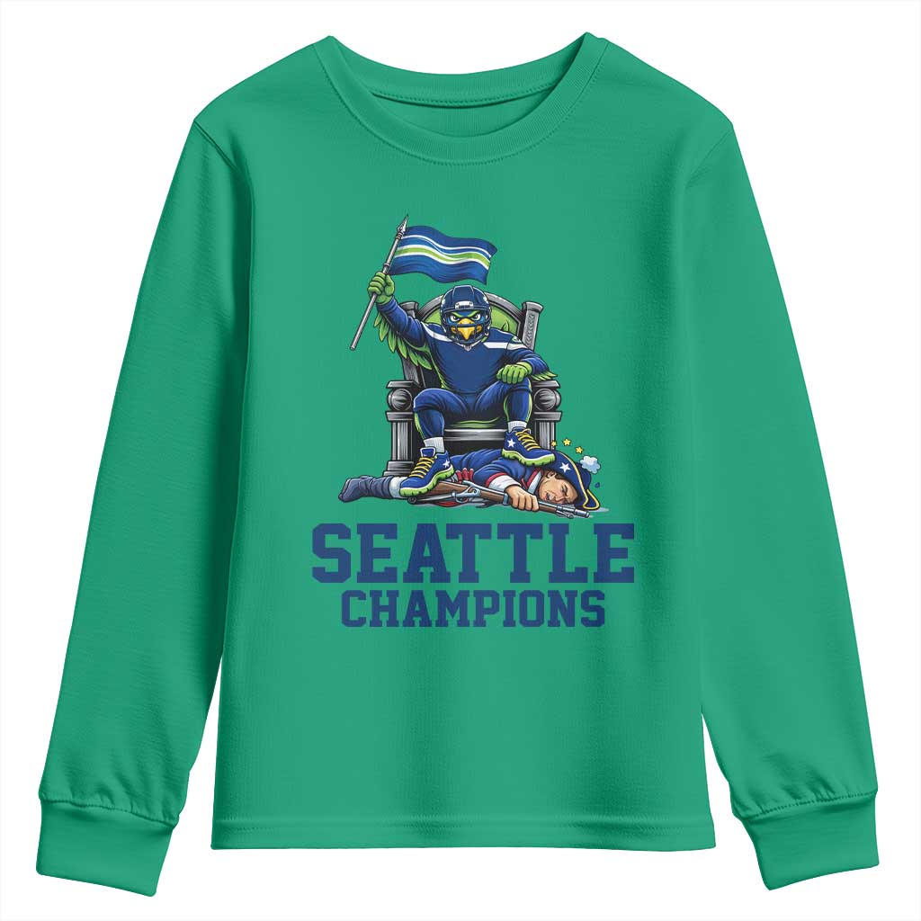 Funny Seattle Clobbers New England Youth Sweatshirt Football Game Day TS12 Irish Green Print Your Wear