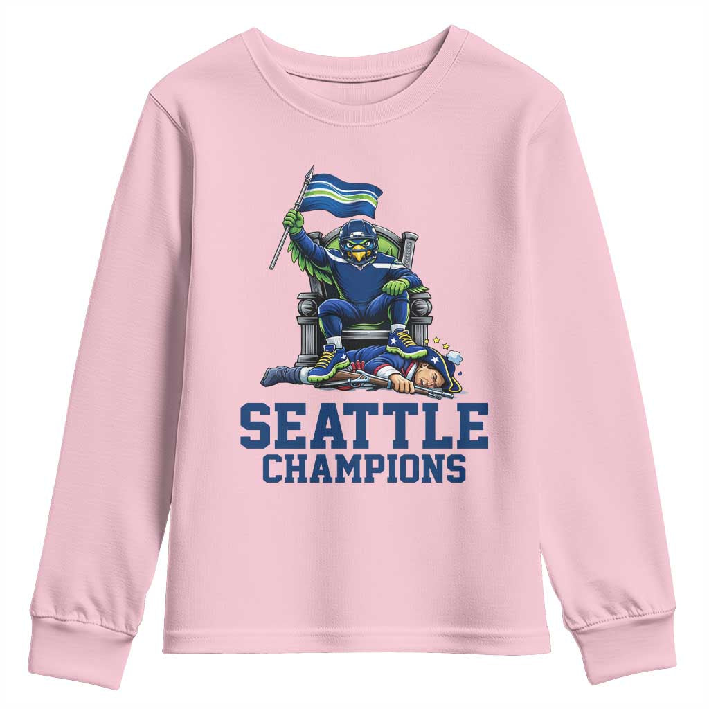 Funny Seattle Clobbers New England Youth Sweatshirt Football Game Day TS12 Light Pink Print Your Wear
