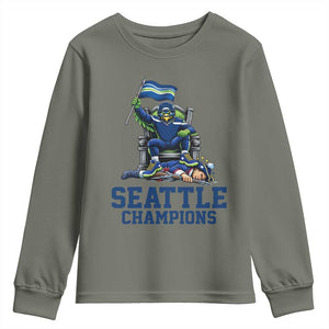 Funny Seattle Clobbers New England Youth Sweatshirt Football Game Day TS12 Military Green Print Your Wear