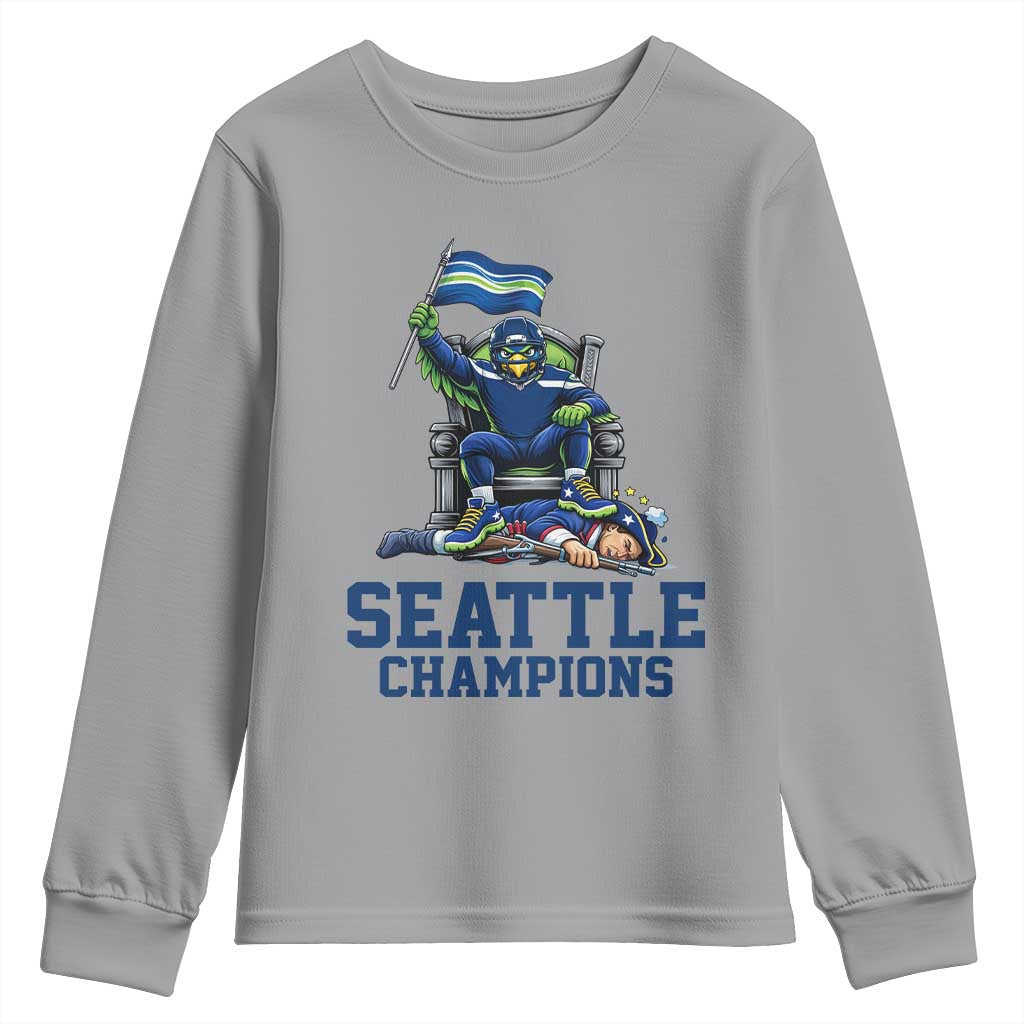 Funny Seattle Clobbers New England Youth Sweatshirt Football Game Day TS12 Sport Gray Print Your Wear