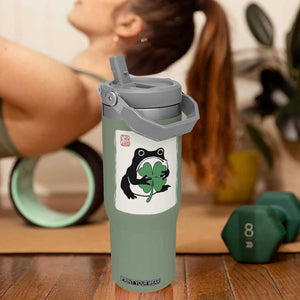 Grumpy Frog Japanese Flip Straw Tumbler St Patricks Day Gift TS12 One Size: 30 oz Moss Green Print Your Wear