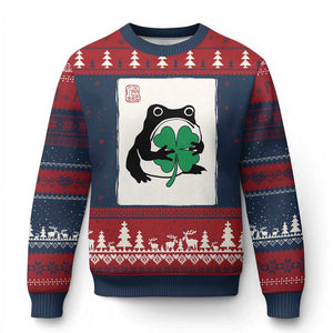 Grumpy Frog Japanese Ugly Christmas Sweater St Patricks Day Gift TS12 Navy Red Print Your Wear