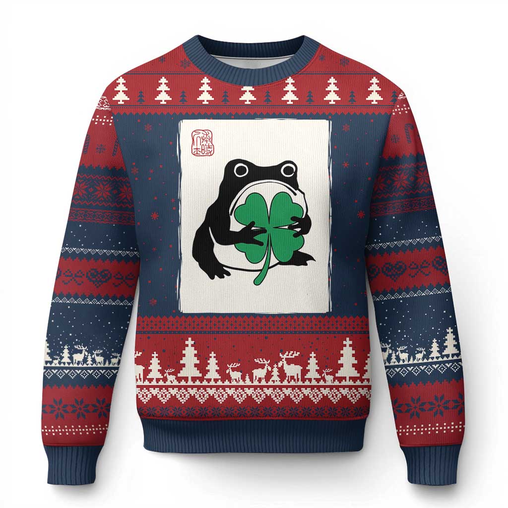 Grumpy Frog Japanese Ugly Christmas Sweater St Patricks Day Gift TS12 Navy Red Print Your Wear