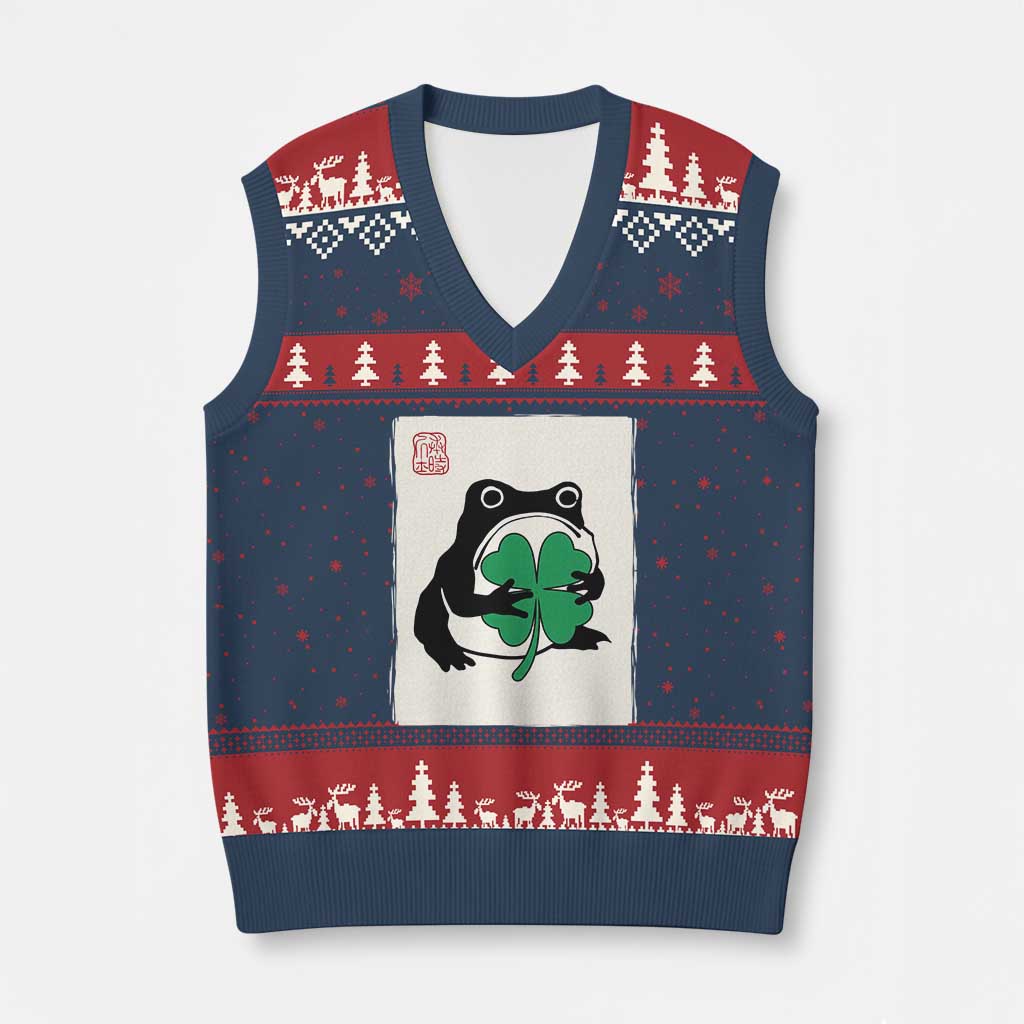 Grumpy Frog Japanese V-Neck Knit Sweater Vest St Patricks Day Gift TS12 Navy Red Print Your Wear