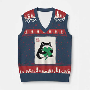 Grumpy Frog Japanese V-Neck Knit Sweater Vest St Patricks Day Gift TS12 Navy Red Print Your Wear