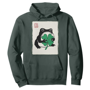 Grumpy Frog Japanese Hoodie St Patricks Day Gift TS12 Dark Forest Green Print Your Wear