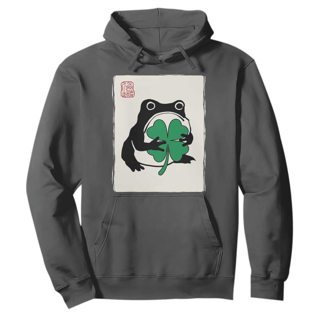 Grumpy Frog Japanese Hoodie St Patricks Day Gift TS12 Dark Heather Print Your Wear