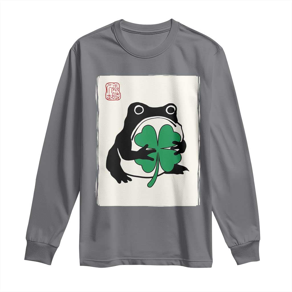 Grumpy Frog Japanese Long Sleeve Shirt St Patricks Day Gift TS12 Charcoal Print Your Wear