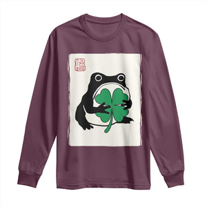 Grumpy Frog Japanese Long Sleeve Shirt St Patricks Day Gift TS12 Maroon Print Your Wear