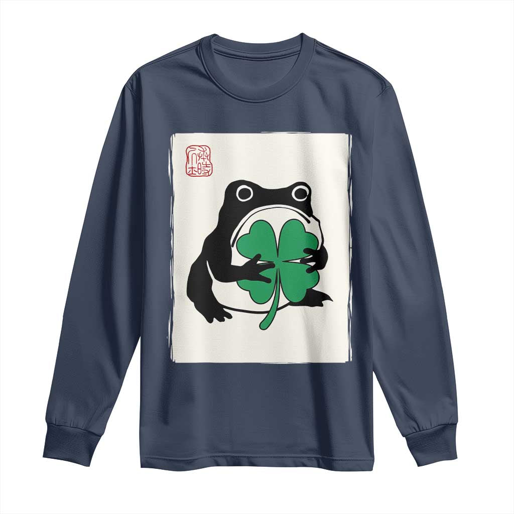 Grumpy Frog Japanese Long Sleeve Shirt St Patricks Day Gift TS12 Navy Print Your Wear