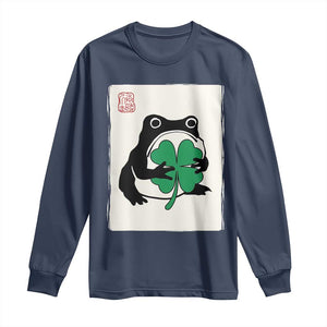 Grumpy Frog Japanese Long Sleeve Shirt St Patricks Day Gift TS12 Navy Print Your Wear