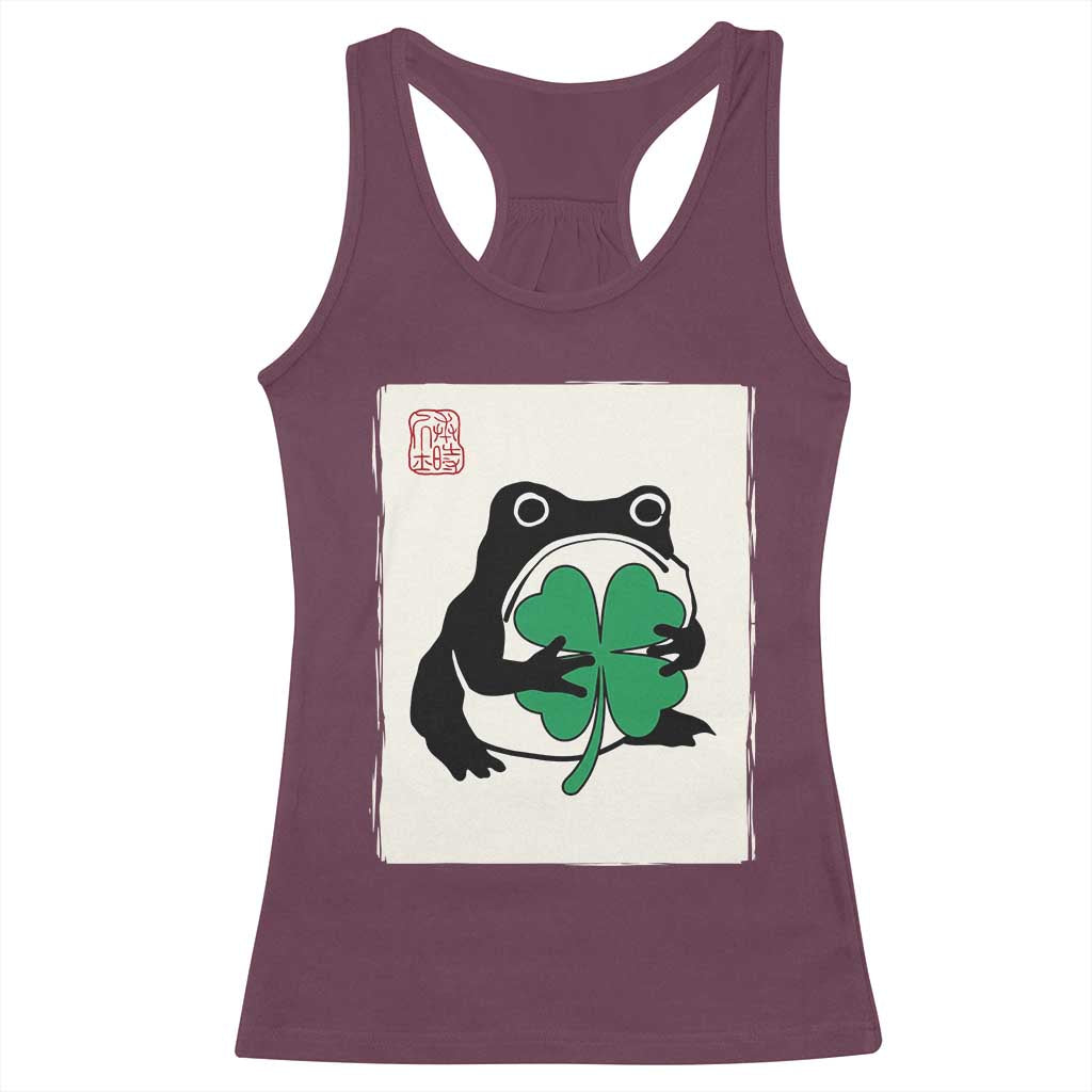 Grumpy Frog Japanese Racerback Tank Top St Patricks Day Gift TS12 Maroon Print Your Wear