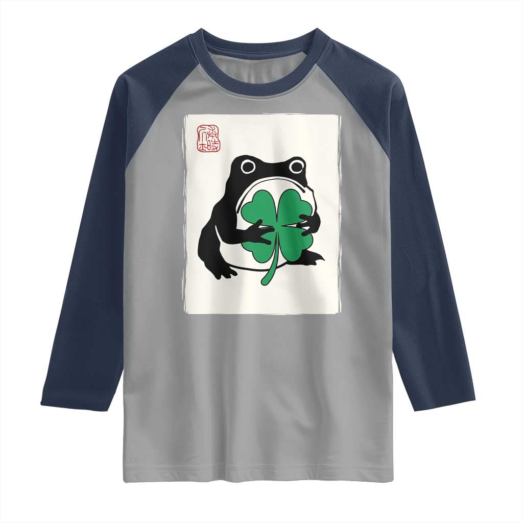 Grumpy Frog Japanese Raglan Shirt St Patricks Day Gift TS12 Sport Gray Navy Print Your Wear