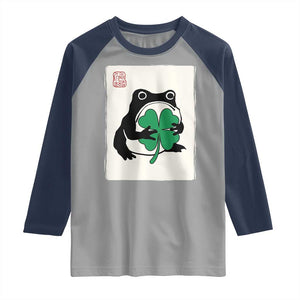 Grumpy Frog Japanese Raglan Shirt St Patricks Day Gift TS12 Sport Gray Navy Print Your Wear
