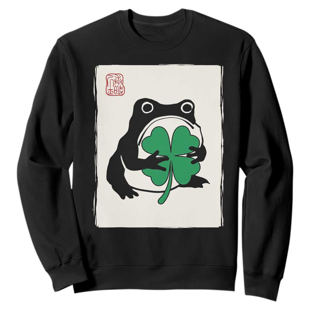 Grumpy Frog Japanese Sweatshirt St Patricks Day Gift TS12 Black Print Your Wear