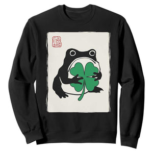 Grumpy Frog Japanese Sweatshirt St Patricks Day Gift TS12 Black Print Your Wear
