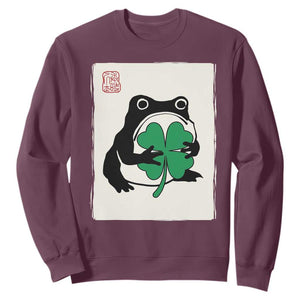 Grumpy Frog Japanese Sweatshirt St Patricks Day Gift TS12 Maroon Print Your Wear