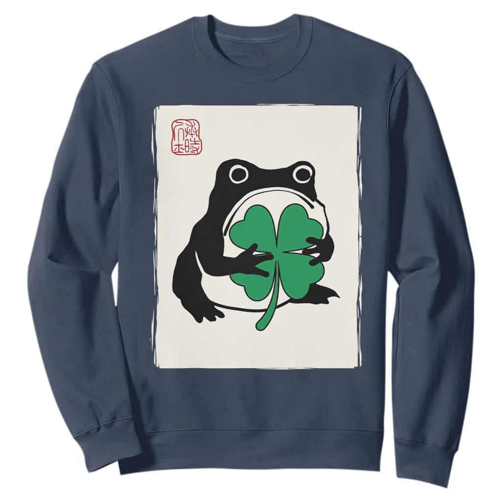 Grumpy Frog Japanese Sweatshirt St Patricks Day Gift TS12 Navy Print Your Wear