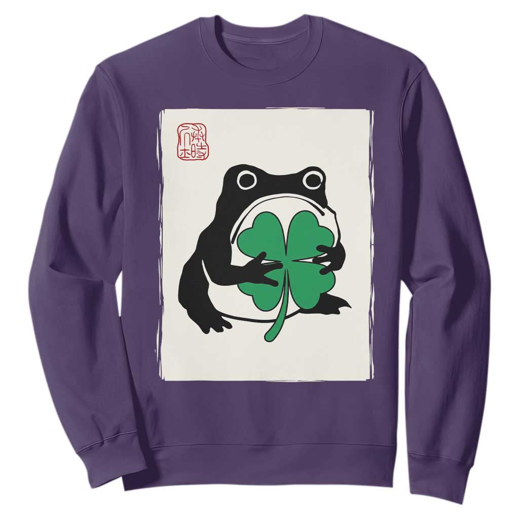 Grumpy Frog Japanese Sweatshirt St Patricks Day Gift TS12 Purple Print Your Wear