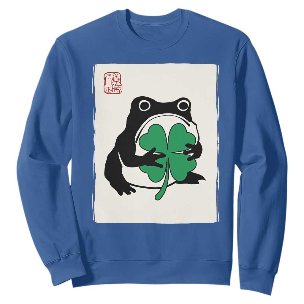 Grumpy Frog Japanese Sweatshirt St Patricks Day Gift TS12 Royal Blue Print Your Wear