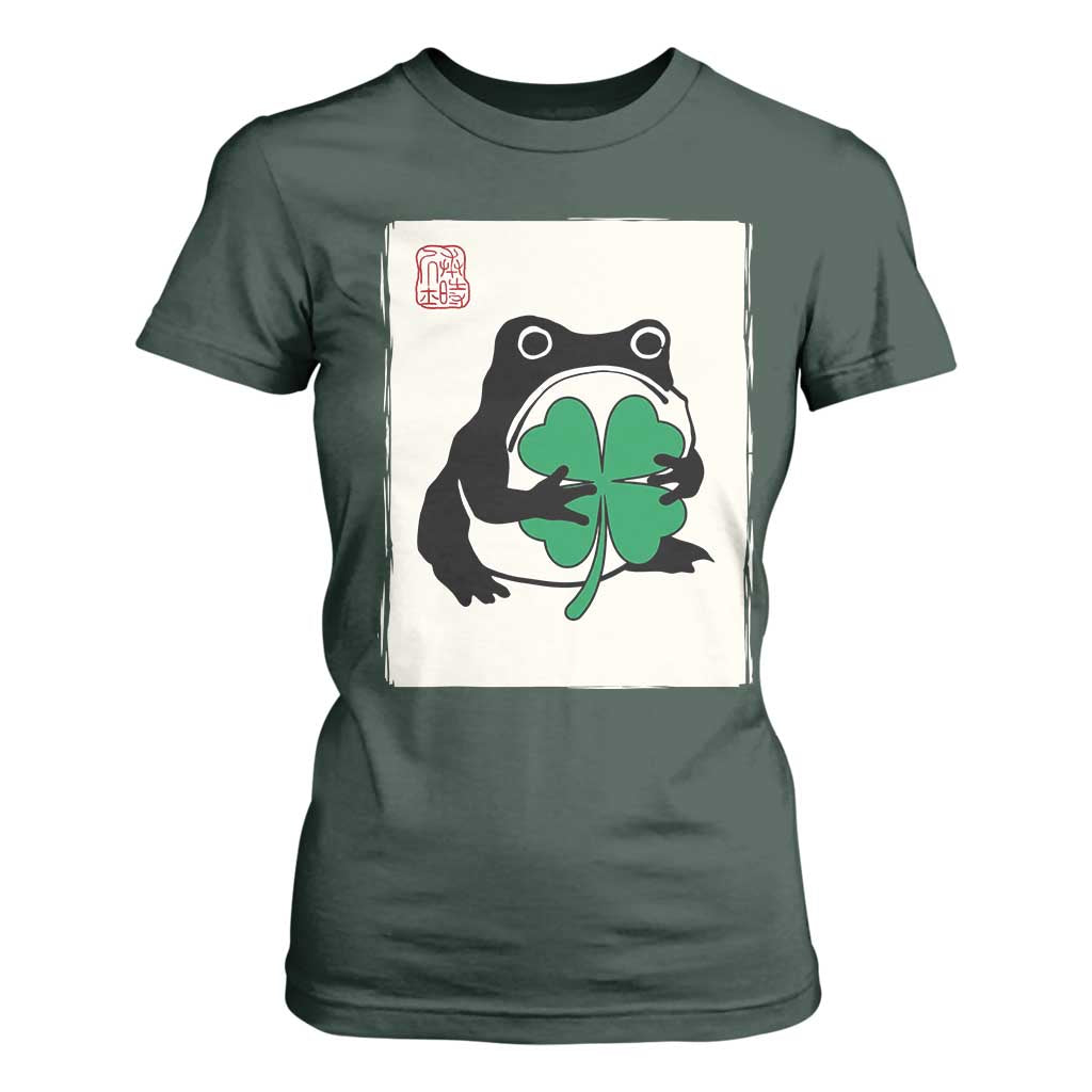 Grumpy Frog Japanese T Shirt For Women St Patricks Day Gift TS12 Dark Forest Green Print Your Wear
