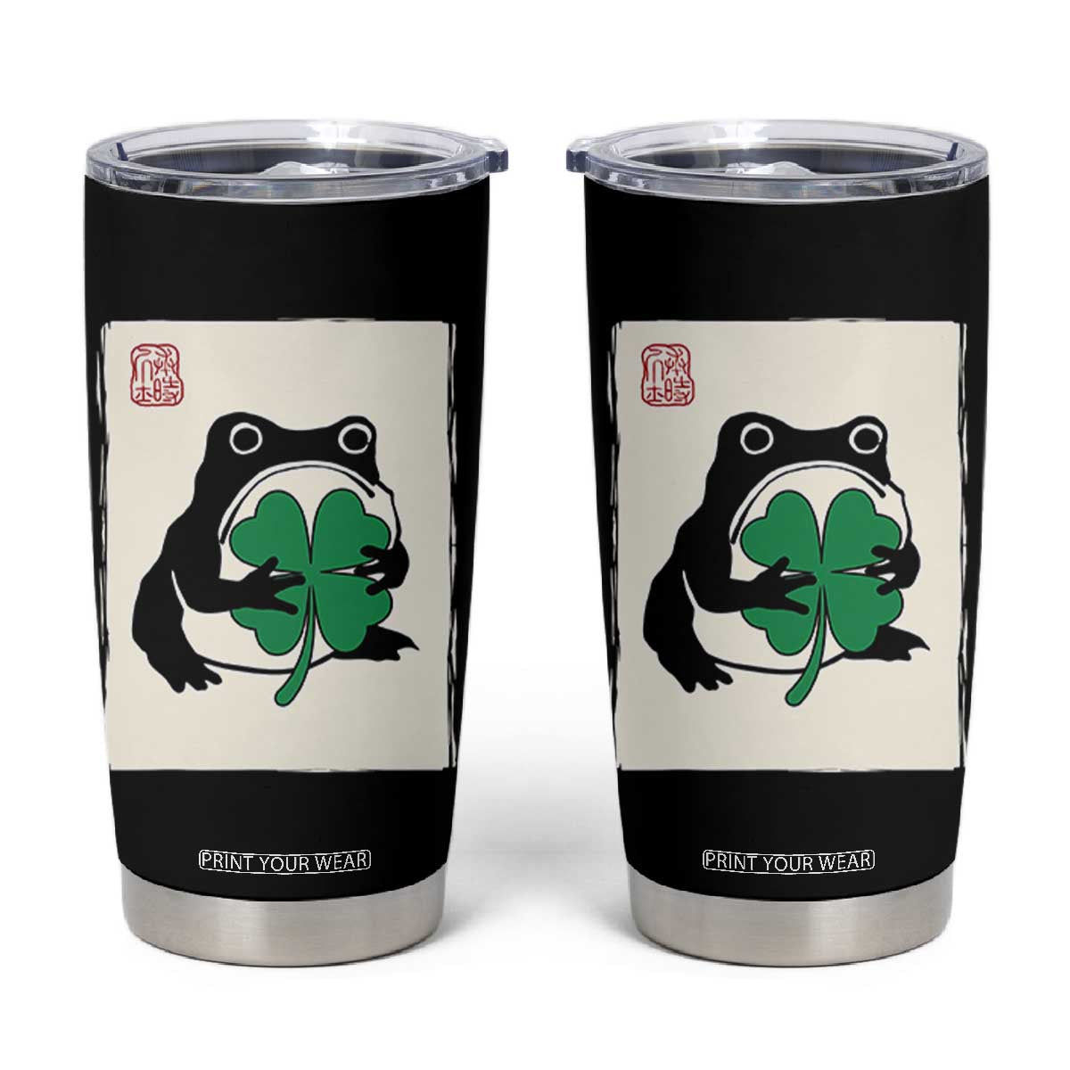 Grumpy Frog Japanese Tumbler Cup St Patricks Day Gift TS12 Black Print Your Wear