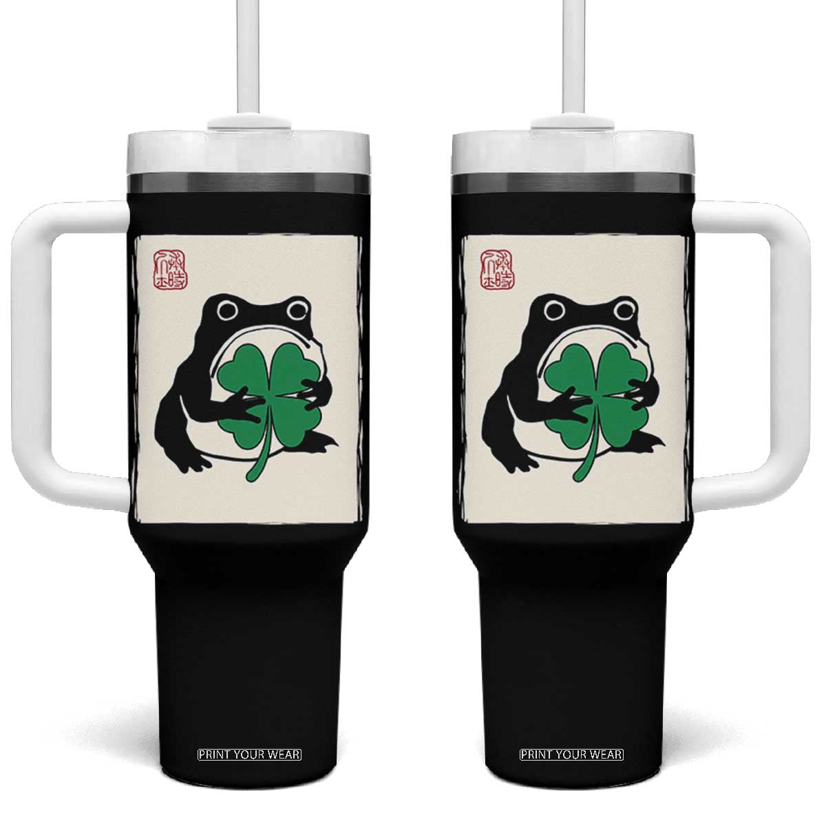 Grumpy Frog Japanese Tumbler With Handle St Patricks Day Gift TS12 One Size: 40 oz Black Print Your Wear