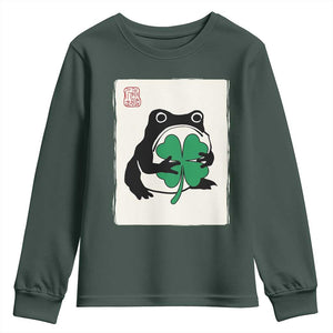 Grumpy Frog Japanese Youth Sweatshirt St Patricks Day Gift TS12 Dark Forest Green Print Your Wear