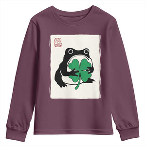 Grumpy Frog Japanese Youth Sweatshirt St Patricks Day Gift TS12 Maroon Print Your Wear
