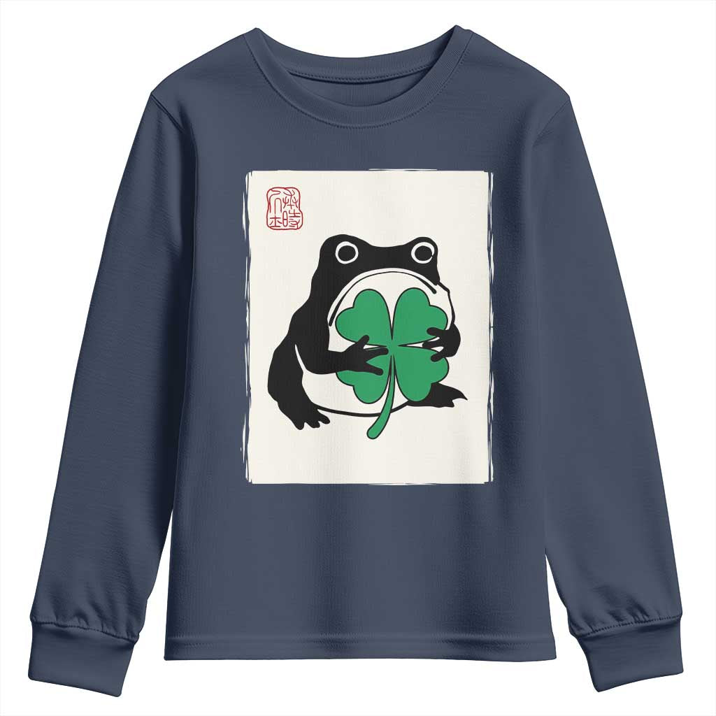 Grumpy Frog Japanese Youth Sweatshirt St Patricks Day Gift TS12 Navy Print Your Wear