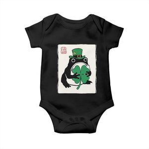 Vintage Japanese Grumpy Frog Baby Onesie Lucky St Paddys Day TS12 Black Print Your Wear