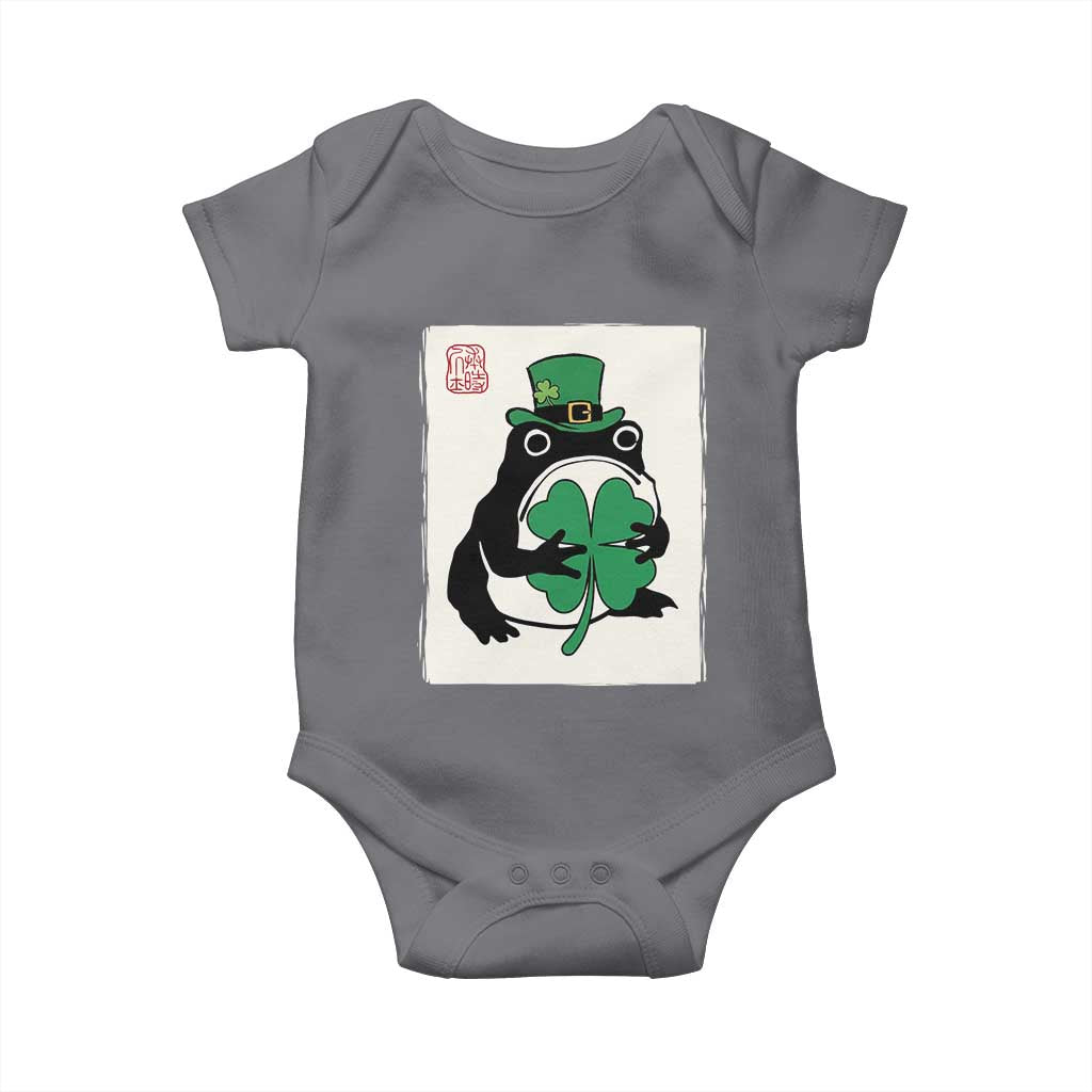 Vintage Japanese Grumpy Frog Baby Onesie Lucky St Paddys Day TS12 Charcoal Print Your Wear