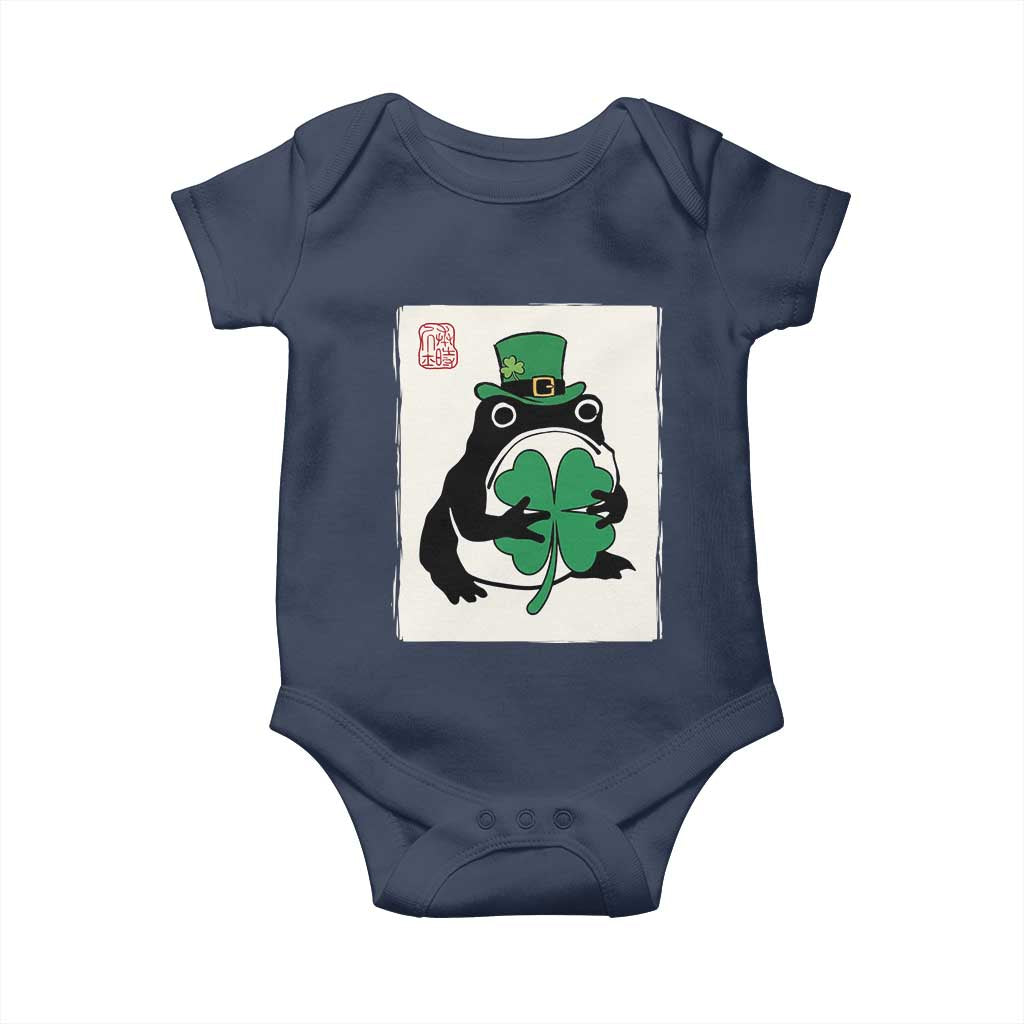 Vintage Japanese Grumpy Frog Baby Onesie Lucky St Paddys Day TS12 Navy Print Your Wear