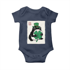 Vintage Japanese Grumpy Frog Baby Onesie Lucky St Paddys Day TS12 Navy Print Your Wear