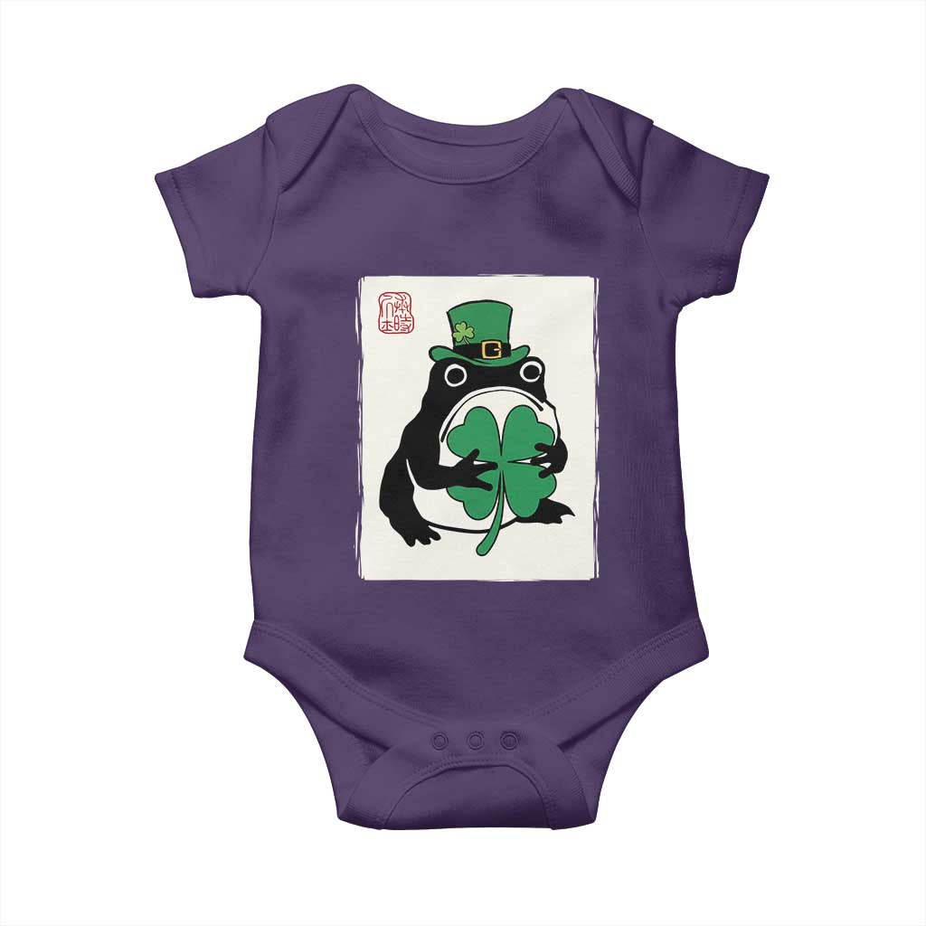Vintage Japanese Grumpy Frog Baby Onesie Lucky St Paddys Day TS12 Purple Print Your Wear