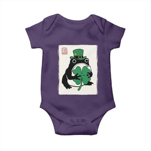 Vintage Japanese Grumpy Frog Baby Onesie Lucky St Paddys Day TS12 Purple Print Your Wear