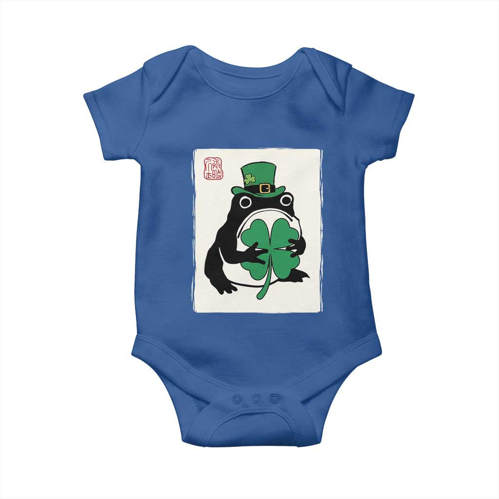 Vintage Japanese Grumpy Frog Baby Onesie Lucky St Paddys Day TS12 Royal Blue Print Your Wear