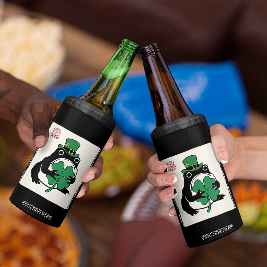 Vintage Japanese Grumpy Frog 4 in 1 Can Cooler Tumbler Lucky St Paddys Day TS12 Print Your Wear