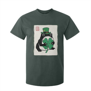Vintage Japanese Grumpy Frog T Shirt For Kid Lucky St Paddys Day TS12 Dark Forest Green Print Your Wear