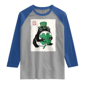 Vintage Japanese Grumpy Frog Raglan Shirt Lucky St Paddys Day TS12 Sport Gray Royal Print Your Wear