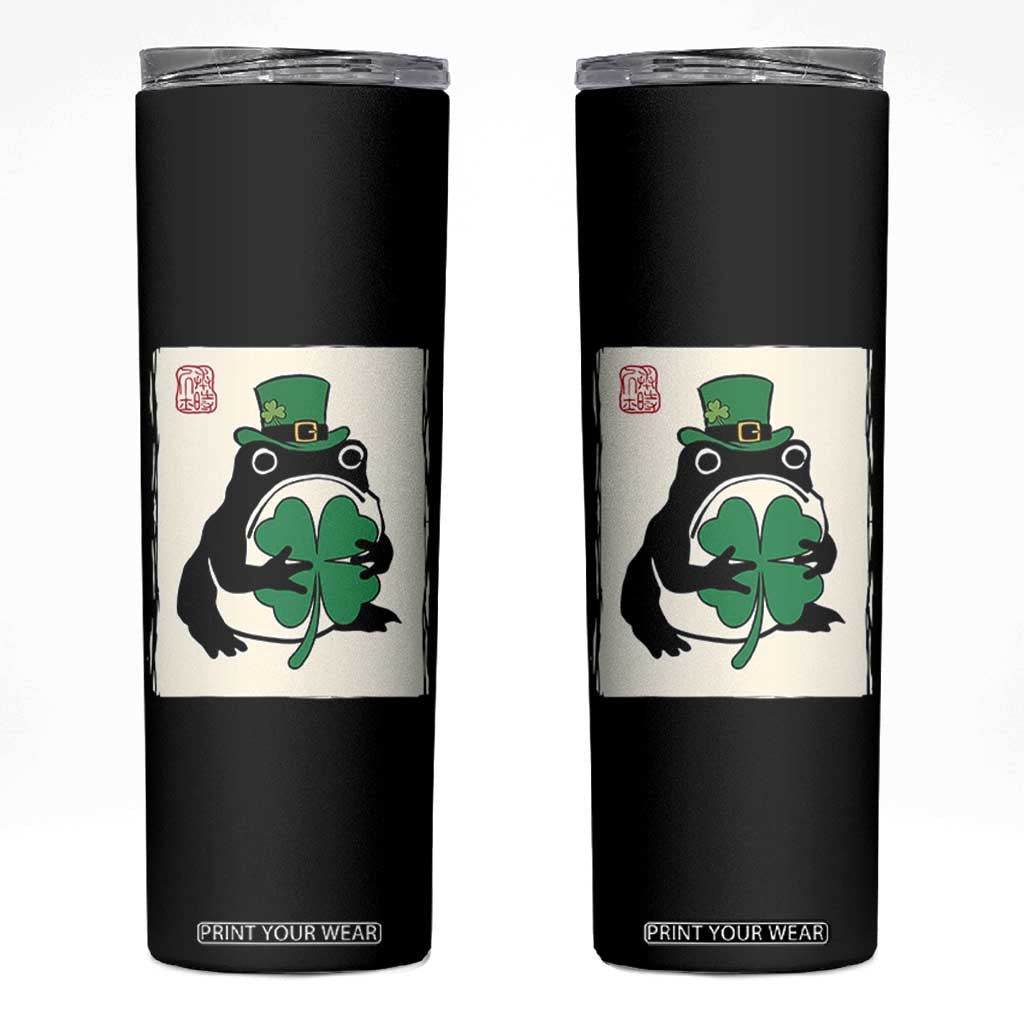 Vintage Japanese Grumpy Frog Skinny Tumbler Lucky St Paddys Day TS12 Black Print Your Wear