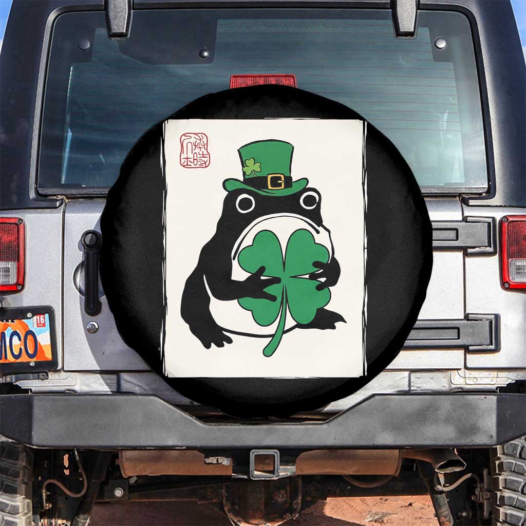 Vintage Japanese Grumpy Frog Spare Tire Cover Lucky St Paddys Day TS12 No hole Black Print Your Wear
