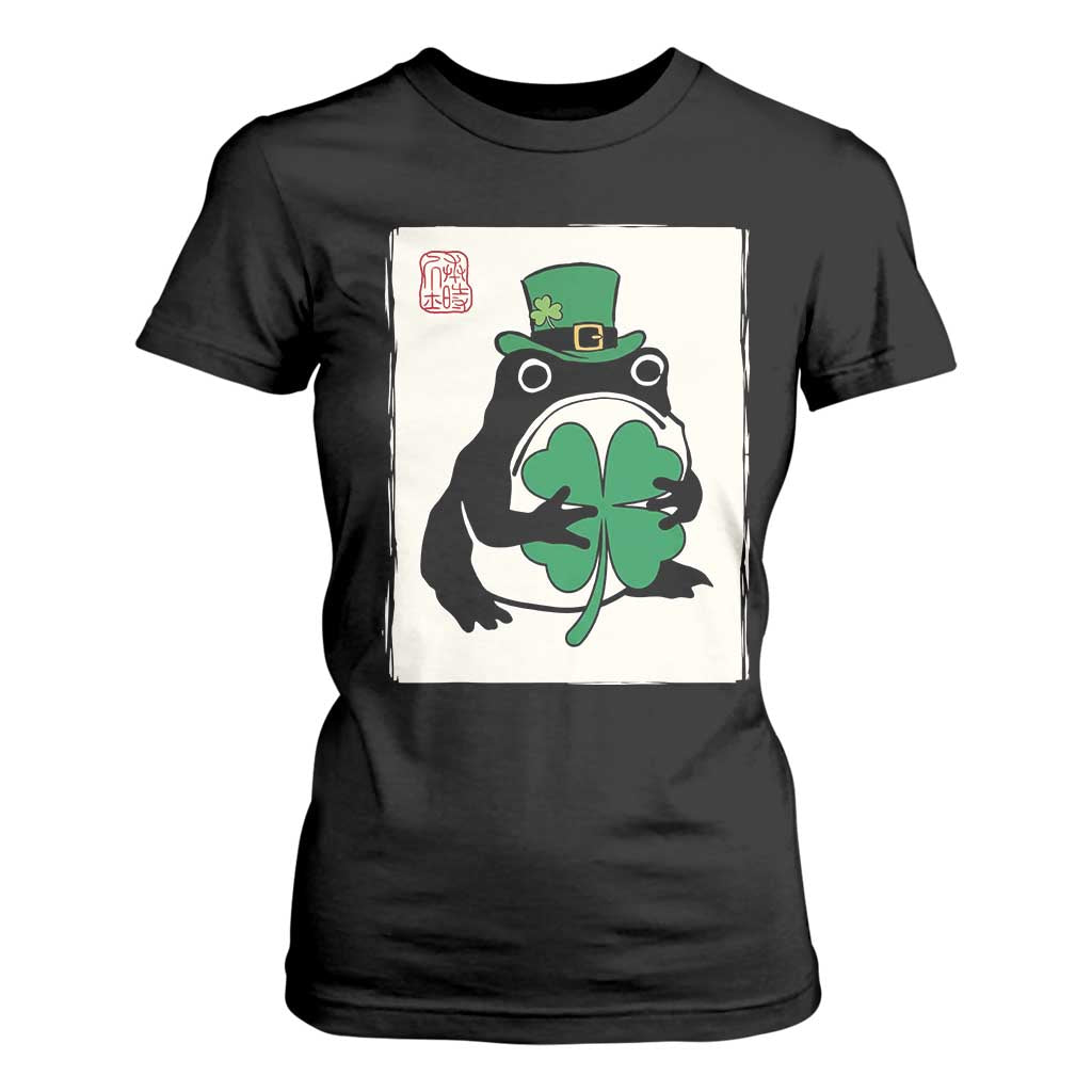 Vintage Japanese Grumpy Frog T Shirt For Women Lucky St Paddys Day TS12 Black Print Your Wear