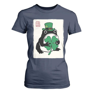 Vintage Japanese Grumpy Frog T Shirt For Women Lucky St Paddys Day TS12 Navy Print Your Wear