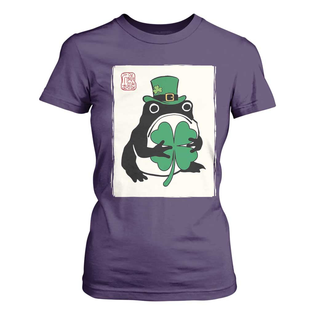 Vintage Japanese Grumpy Frog T Shirt For Women Lucky St Paddys Day TS12 Purple Print Your Wear