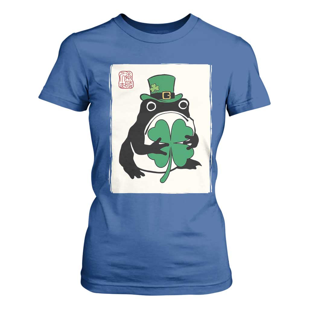Vintage Japanese Grumpy Frog T Shirt For Women Lucky St Paddys Day TS12 Royal Blue Print Your Wear