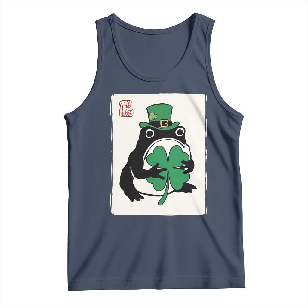 Vintage Japanese Grumpy Frog Tank Top Lucky St Paddys Day TS12 Navy Print Your Wear