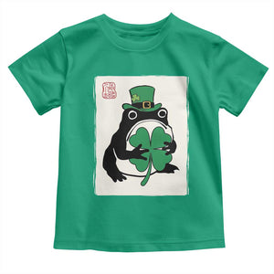Vintage Japanese Grumpy Frog Toddler T Shirt Lucky St Paddys Day TS12 Irish Green Print Your Wear